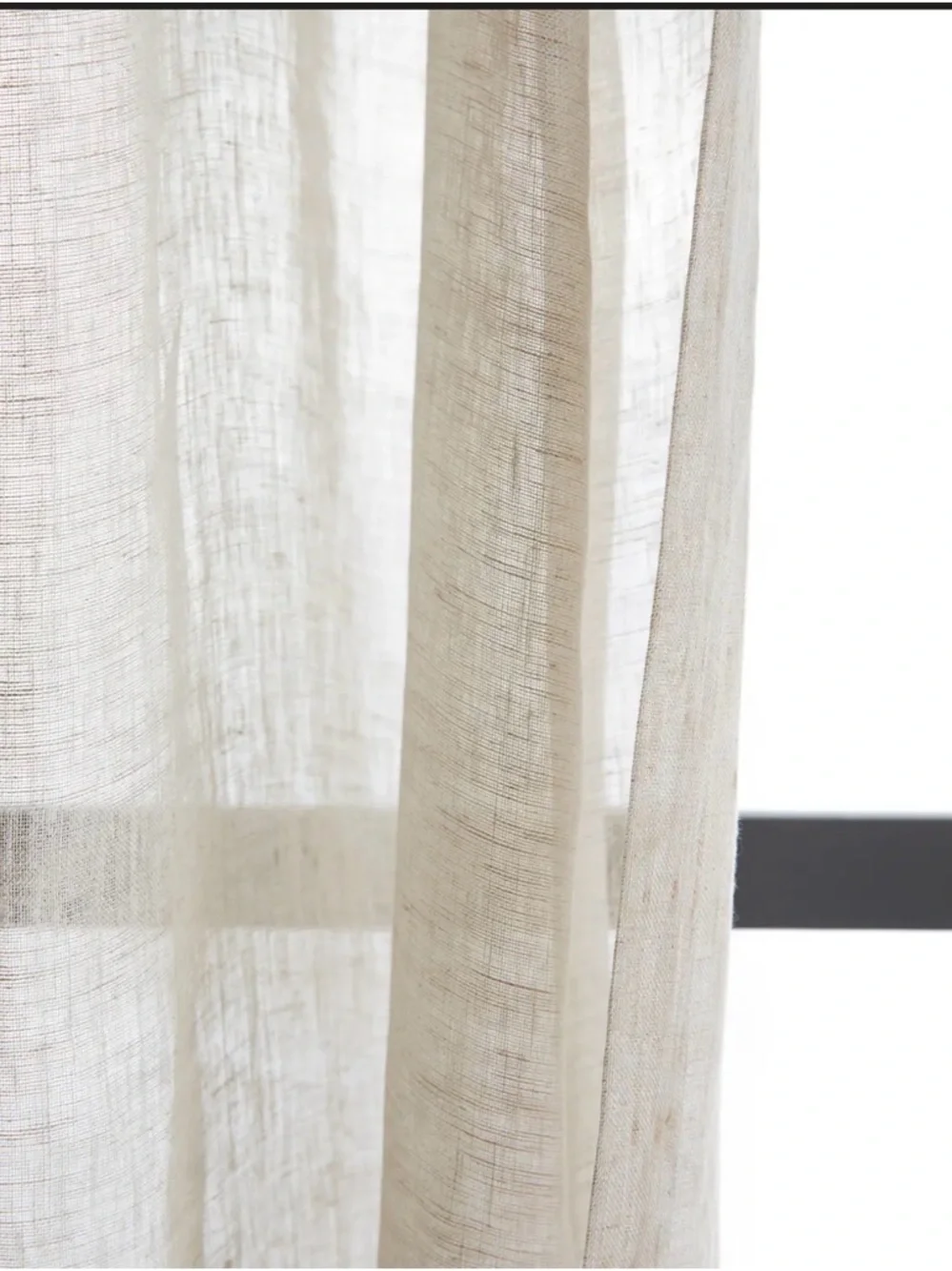 Quince European Linen Sheer Curtain Panels Flax 48x108 Set of 2 NWT